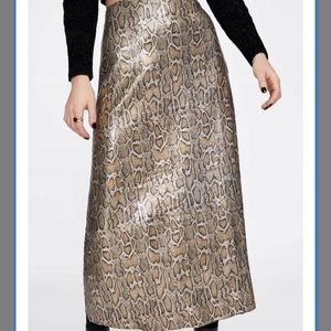 Like-new Zara python snake print slip midi skirt